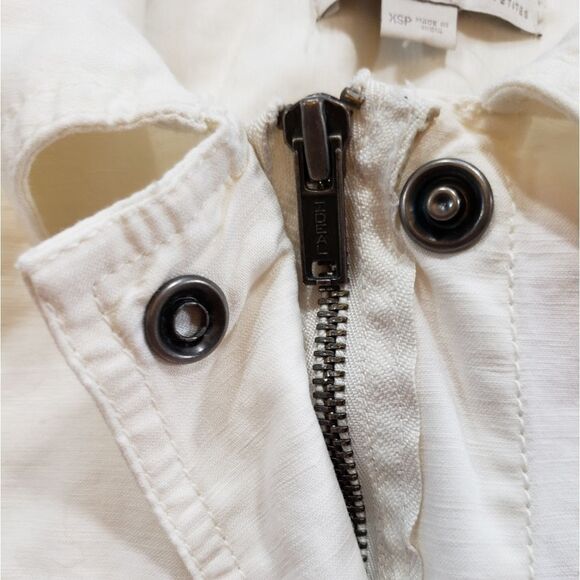 🔹️Loft Cream Linen Blend Zippered Utility Jacket w/Pockets Petite XSmall - Picture 7 of 10